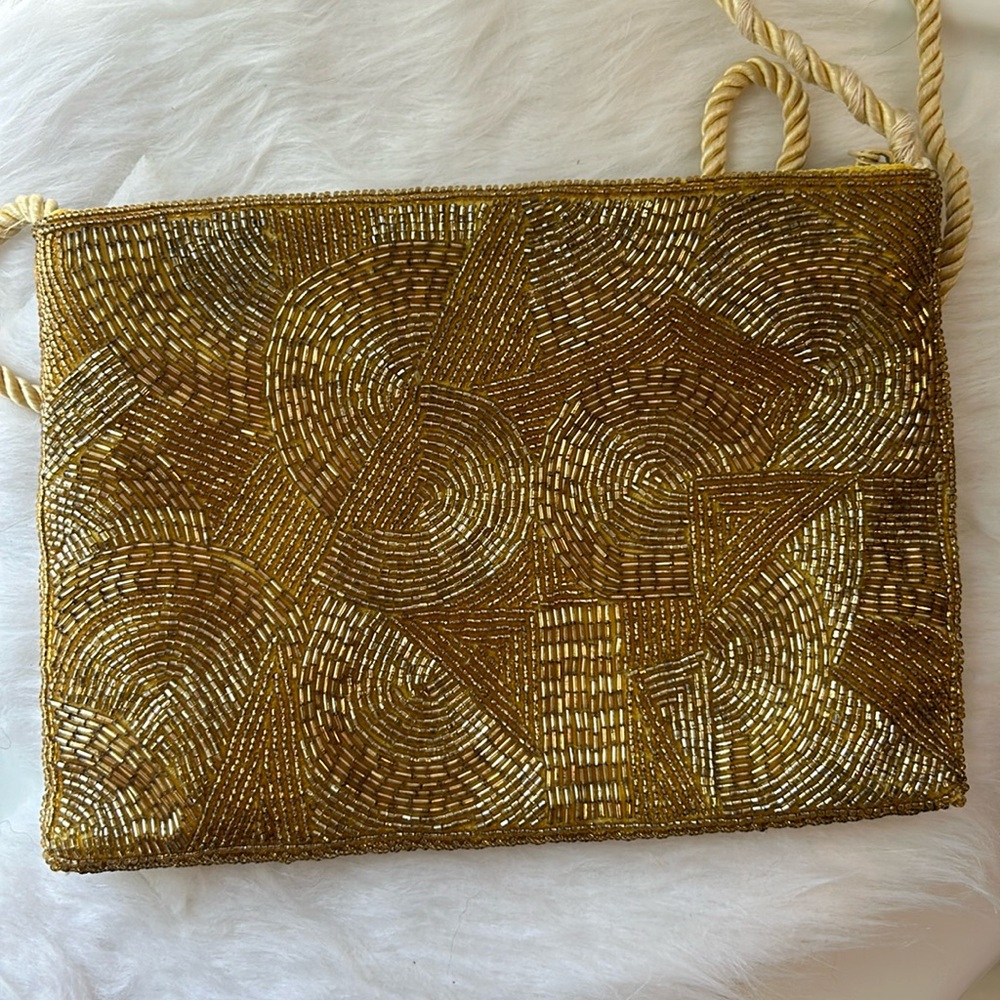 Carl Marchi Gold Beaded Crossbody Bag EUC - Picture 7 of 13